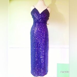 Vintage Purple Sequin Maxi Dress